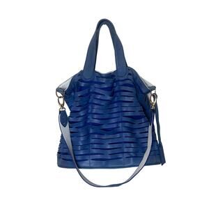 Romygold Blue Biker Slash Leather Suede Handbag